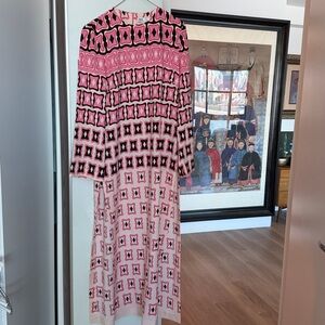 Zara Pink and Black Abstract Pattern Dress